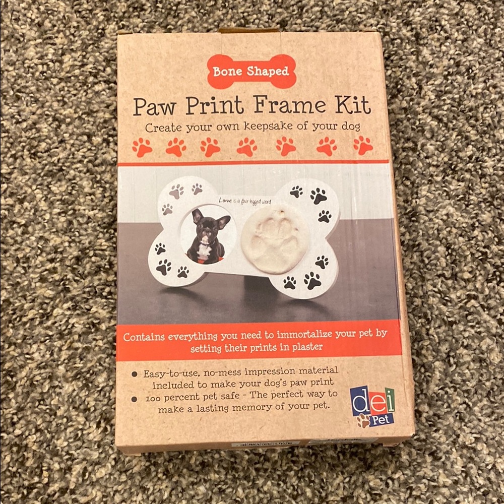 Bone Shaped Paw Print Frame Kit - White & Brown